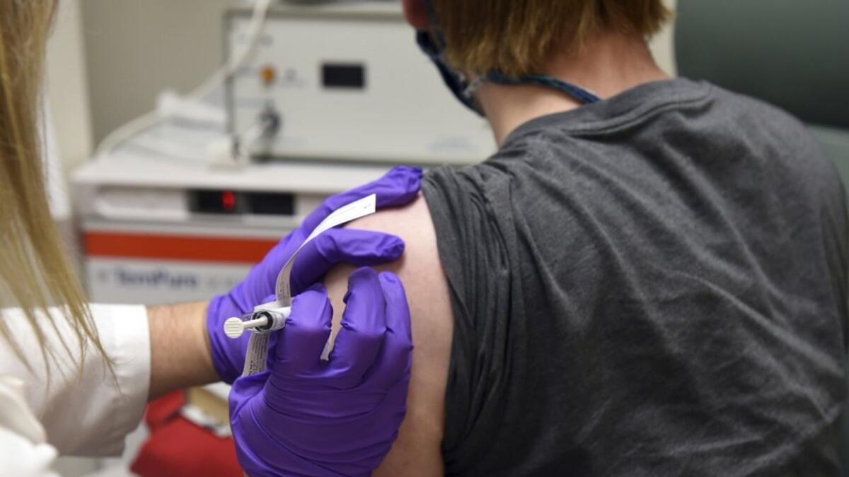 File photo shows the first patient enrolled in Pfizer's Covid-19 vaccine clinical trial at the University of Maryland School of Medicine in Baltimore. — AP file photo