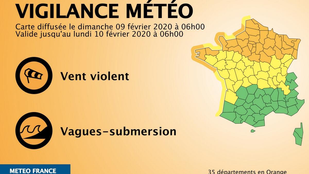 The north and northwest of France will be hit by winds of up to 80 kilometres per hour (50 miles/h) were from Sunday morning, forecaster Marion Pirat told AFP. Winds will strengthen to 120 kilometers per hour overnight Sunday, Pirat added.(Image: @meteofrance/Twitter)