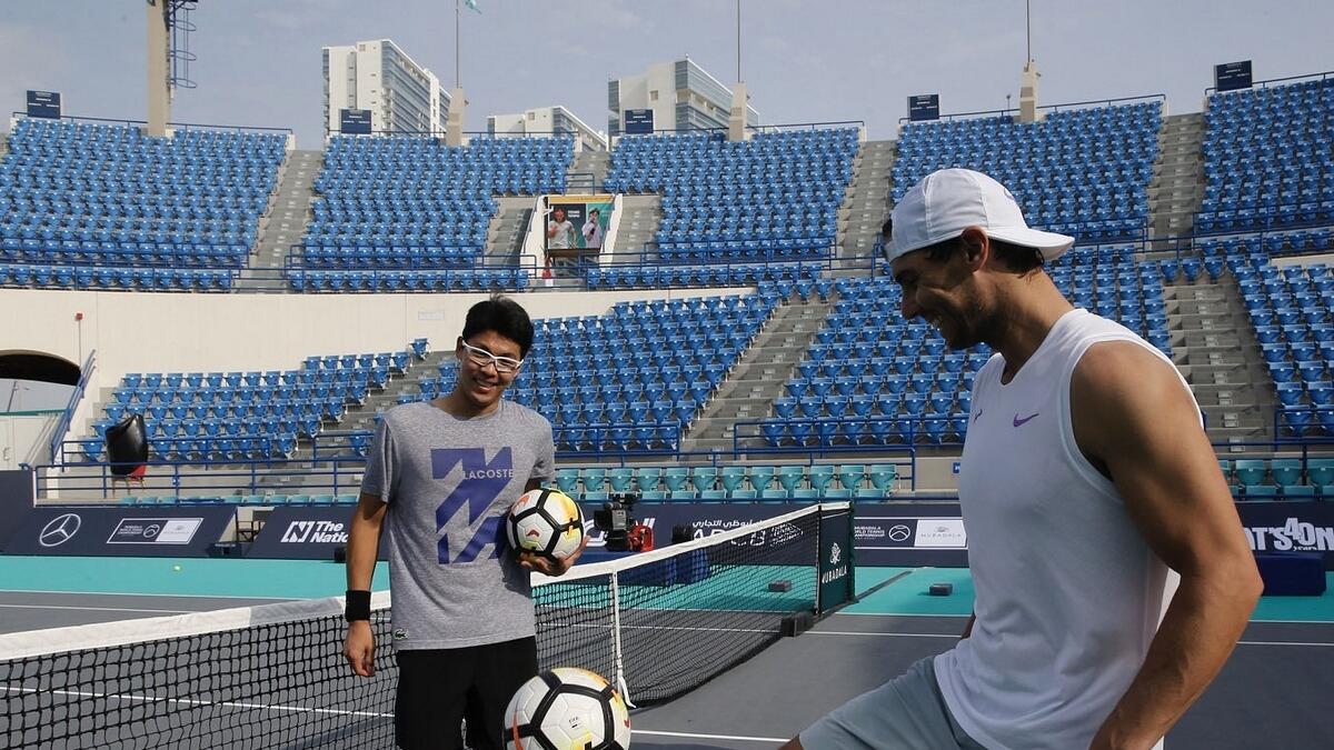 Nadal enjoys foot-tennis in Abu Dhabi