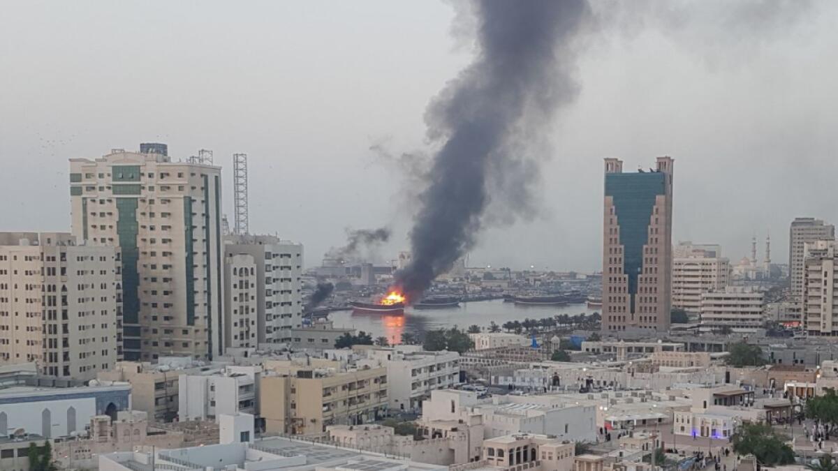 Video: Firefighters control boat blaze in Sharjah, no casualties