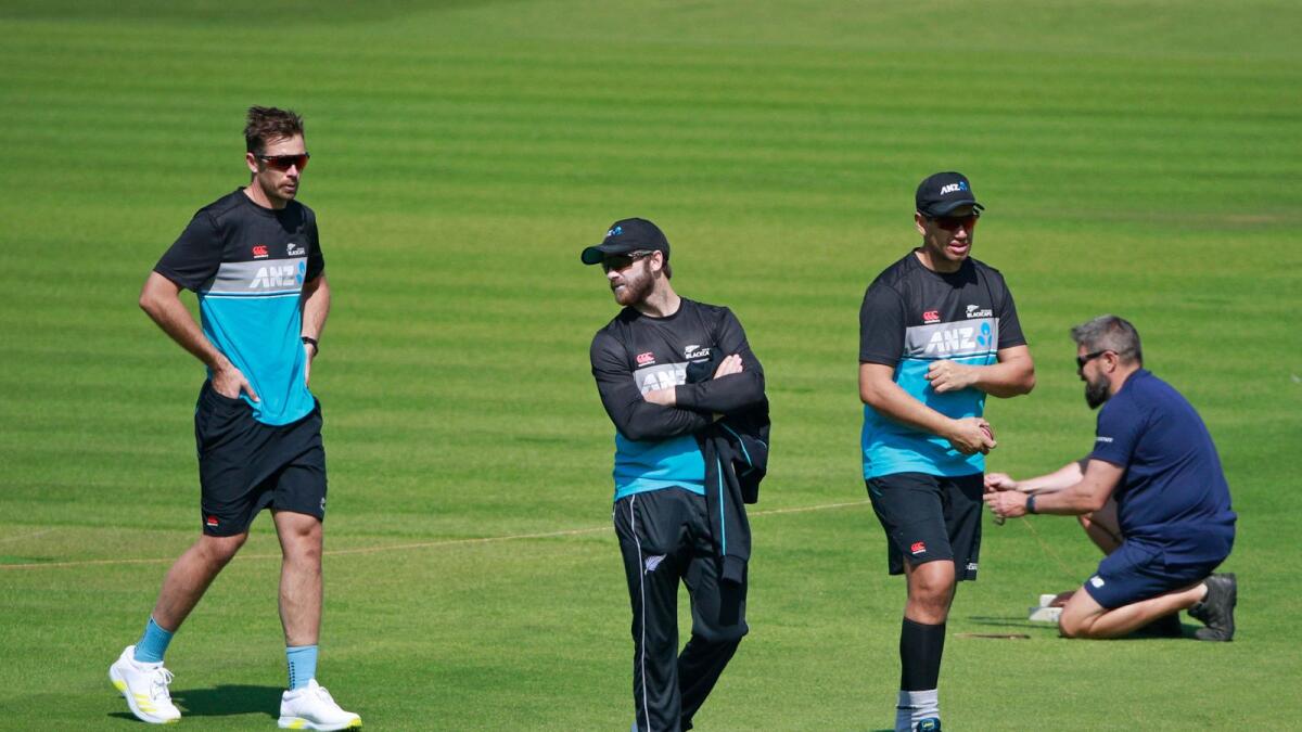 New Zealand's players attends a training session at Lord's Cricket Ground in London ahead of the first Test against England. — AFP