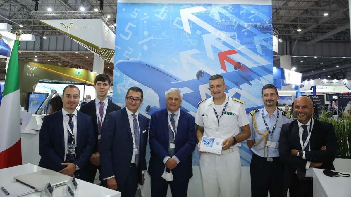 Roberto Luongo, director-general of Italian Trade Agency and other senior delegates at the Dubai Airshow 2021. — Supplied photo
