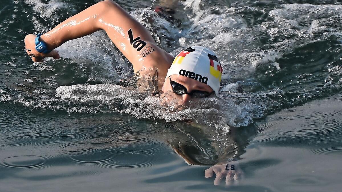 Olympic Champion Florian Wellbrock of Germany wins the final leg of the FINA/CNGS Marathon Swim World Series in Abu Dhabi on Thursday. — Supplied photo
