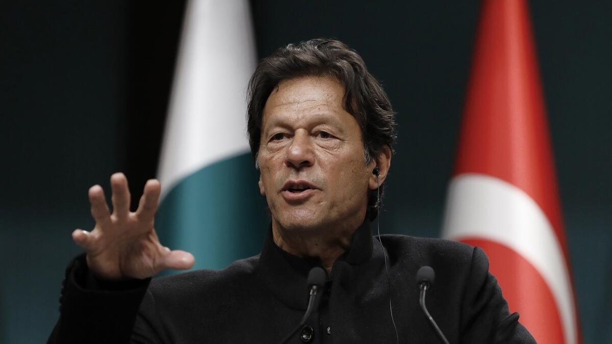 Pakistans Prime Minister Imran Khan speaks at a news conference.- AP file photo