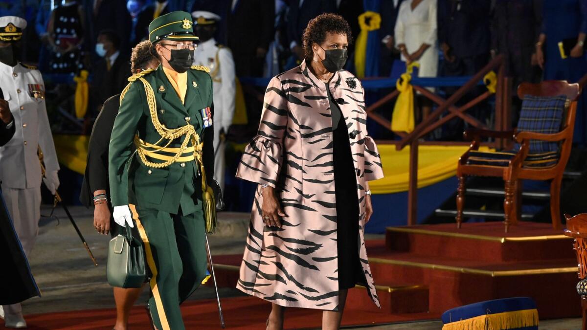 Dame Sandra Mason attends the Presidential Inauguration Ceremony at Heroes Square on November 29, 2021 in Bridgetown, Barbados. (Photo: AFP)