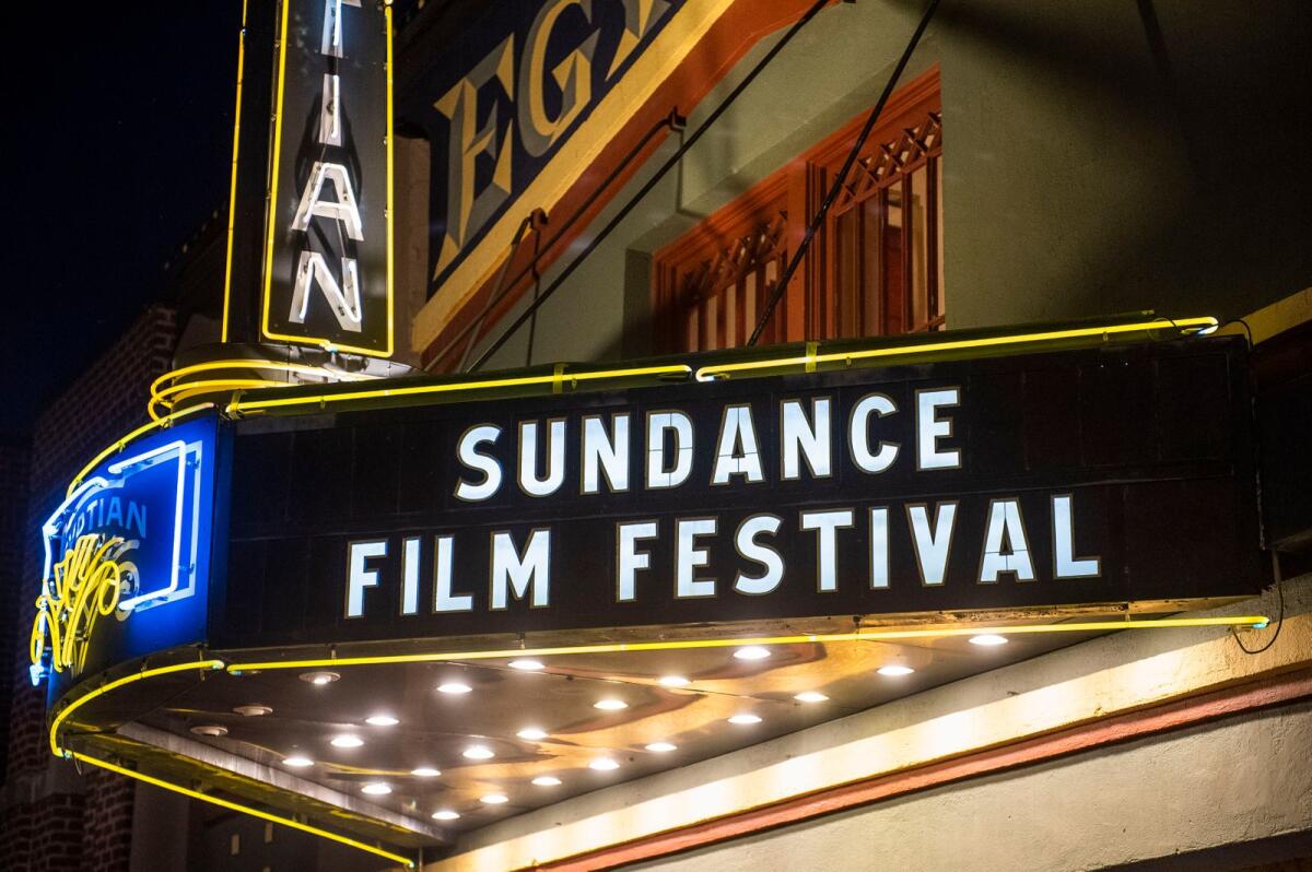 The marquee of the Egyptian Theatre appears during the Sundance Film Festival in Park City, Utah