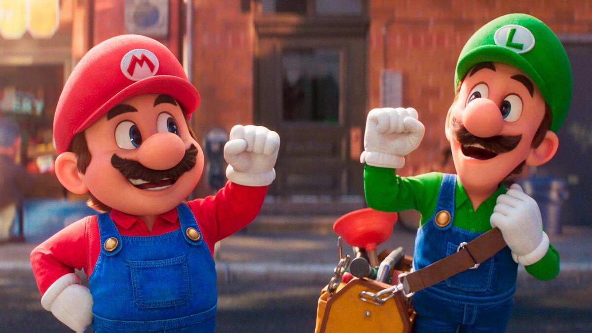 Mario, voiced by Chris Pratt, left, and Luigi, voiced by Charlie Day in Nintendo's 'The Super Mario Bros. Movie.'