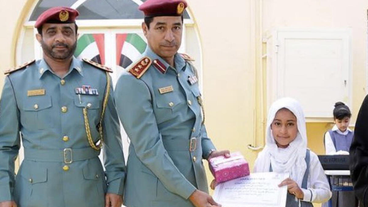 Sharjah Police honours student in school for reporting fire