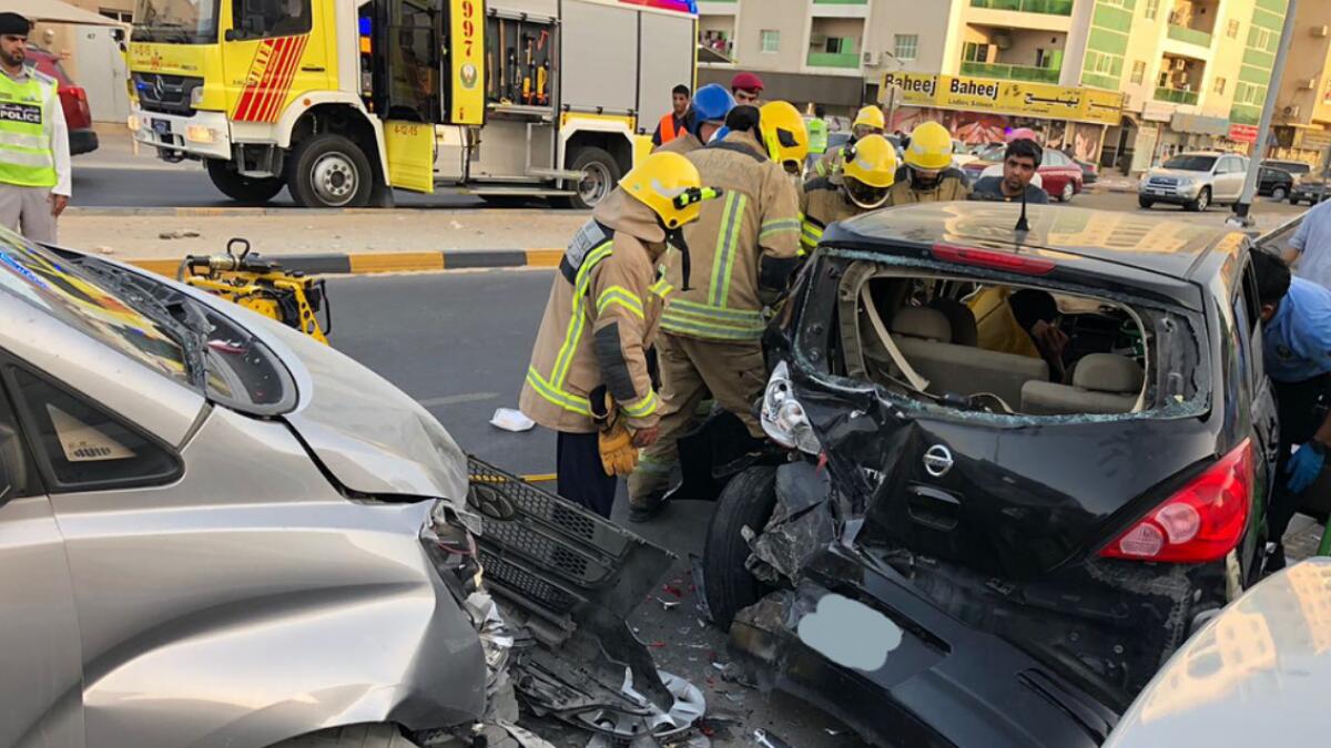 Family rescued after being trapped in crushed vehicle in UAE 