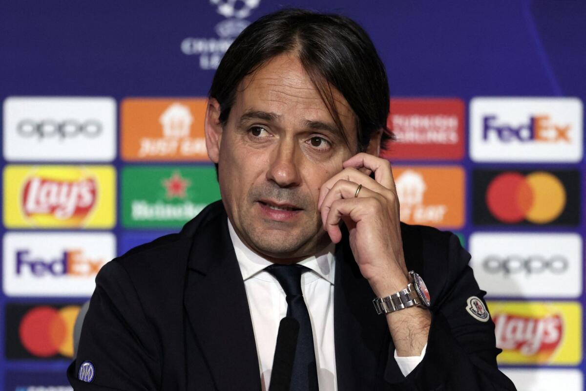 Inter Milan coach Simone Inzaghi at a press conference on Tuesday. — AFP