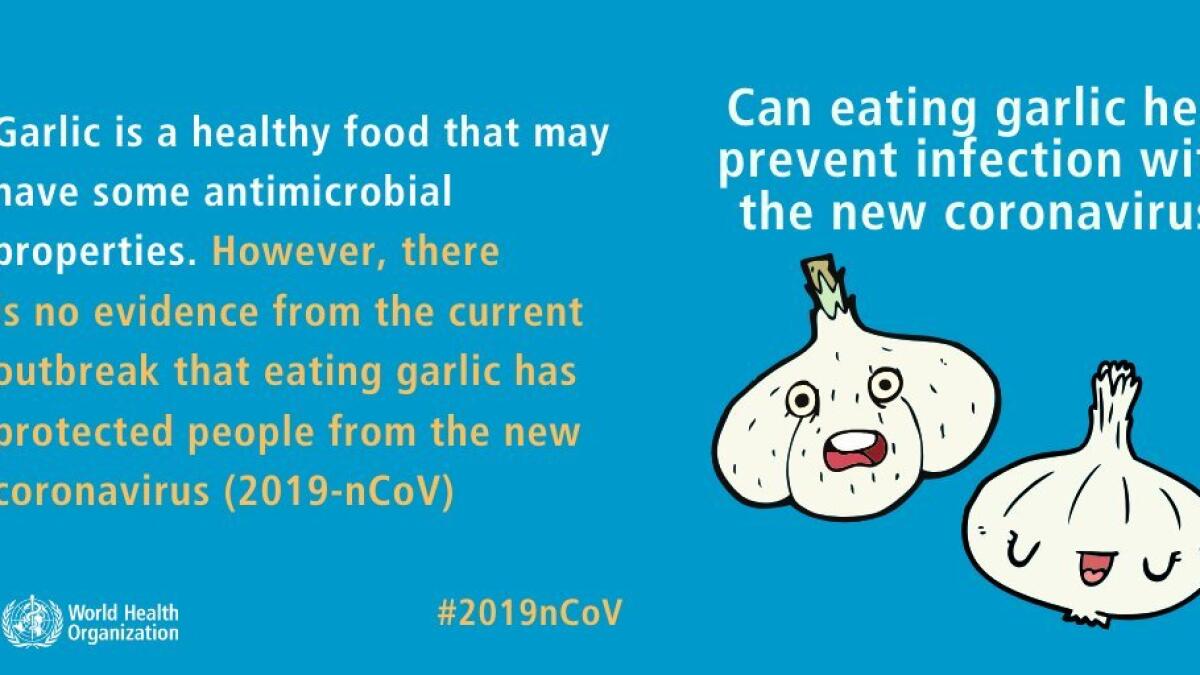 Garlic is a healthy food that may have some antimicrobial properties. However, there is no evidence from the current outbreak that eating garlic has protected people from 2019-nCoV.