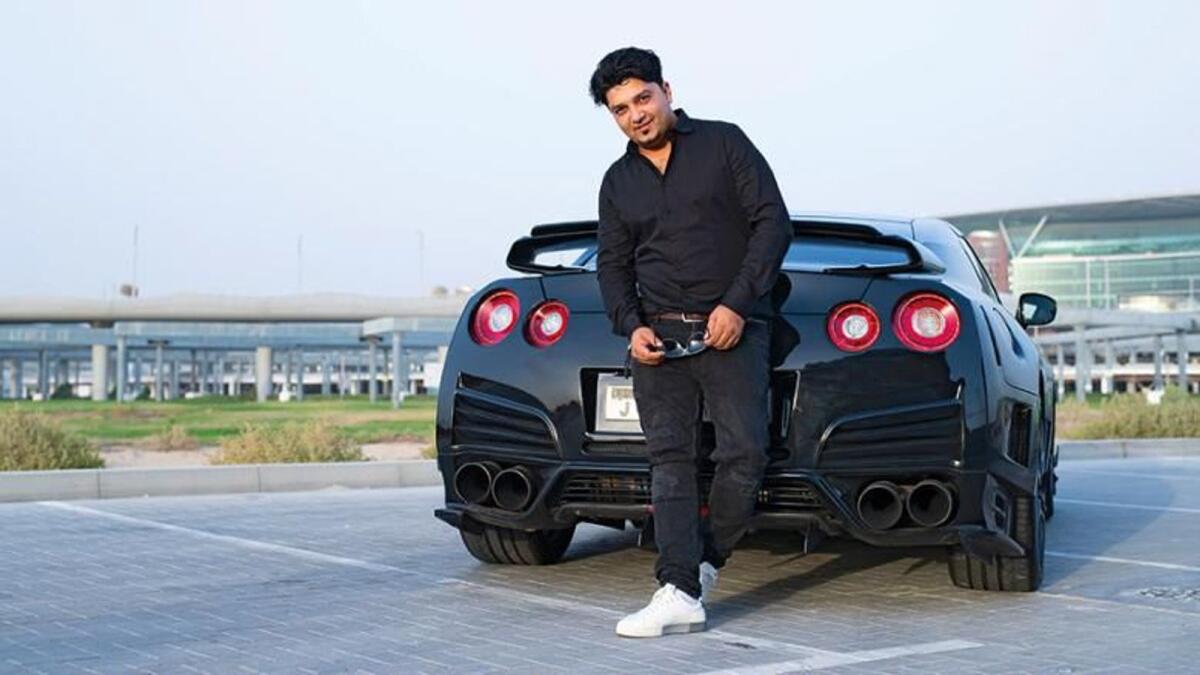 Junaid with his dream car, the Nissan GTR