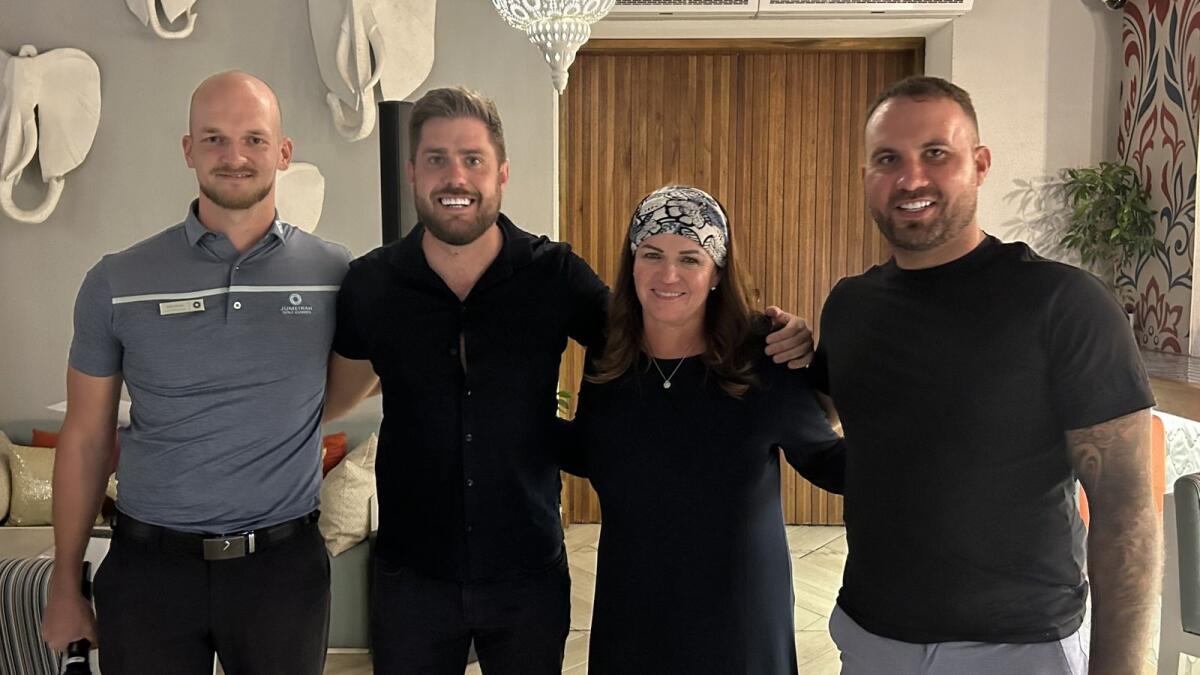 From L to R: Adam Stastny (Assistant Golf Services Manager), David Bainbridge, Evelyn Downham (Lady Captain) and Alex Whayman at Jumeirah Golf Estates, .- Supplied Photo