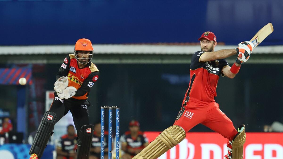 Glenn Maxwell plays a shot during the match against Sunrisers Hyderabad. (BCCI)