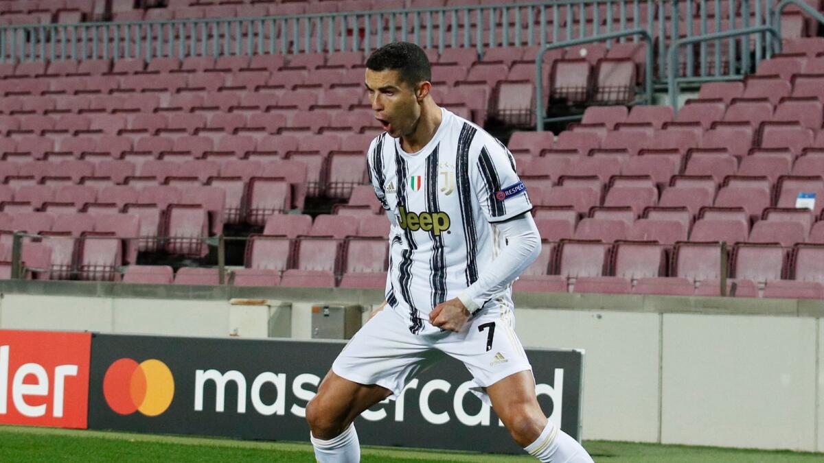 Juventus' Cristiano Ronaldo celebrates scoring their first goal.