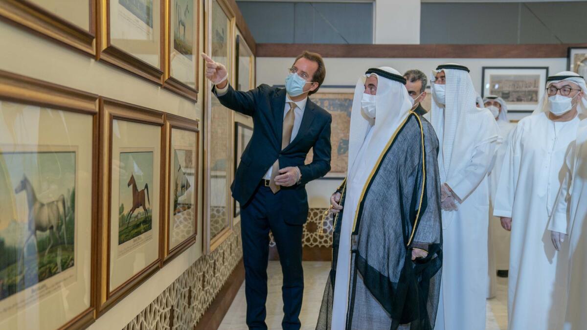 His Highness Sheikh Dr Sultan bin Muhammad Al Qasimi, Member of the Supreme Council and Ruler of Sharjah, at the Tales from the East exhibition.