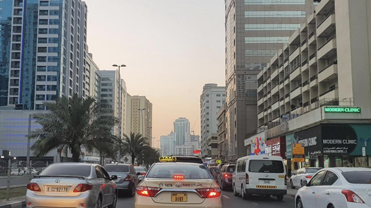 Al Ittihad Road, Mohamed Bin Zayed Road and Al Khail road saw brisk traffic. (Photo by M.Sajjad/ Khaleej Times)