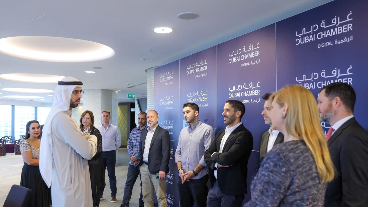 Omar Sultan Al Olama, Minister of State for Artificial Intelligence, Digital Economy, and Remote Work Applications, and Chairman of Dubai Chamber of Digital Economy, sharing views with the participants of the workshop. — Supplied photo