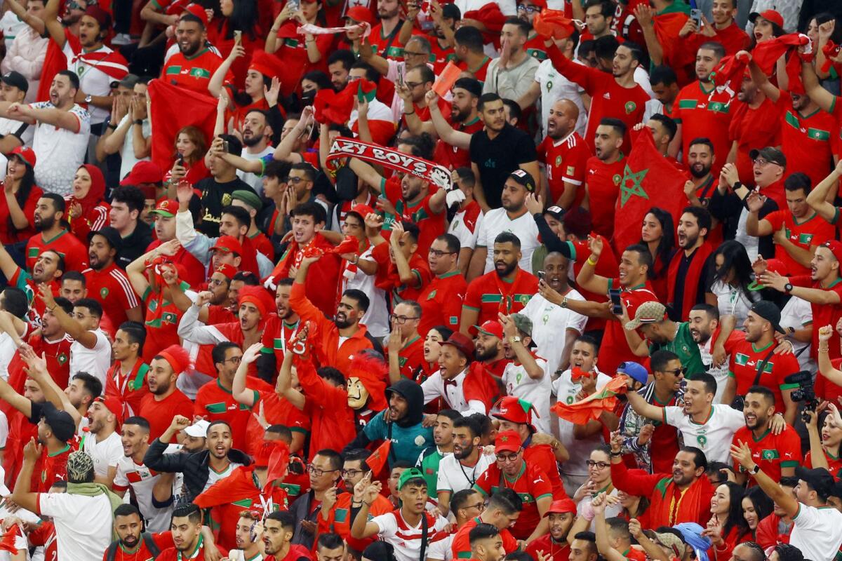 Morocco fans in the stands. Photo: Reuters