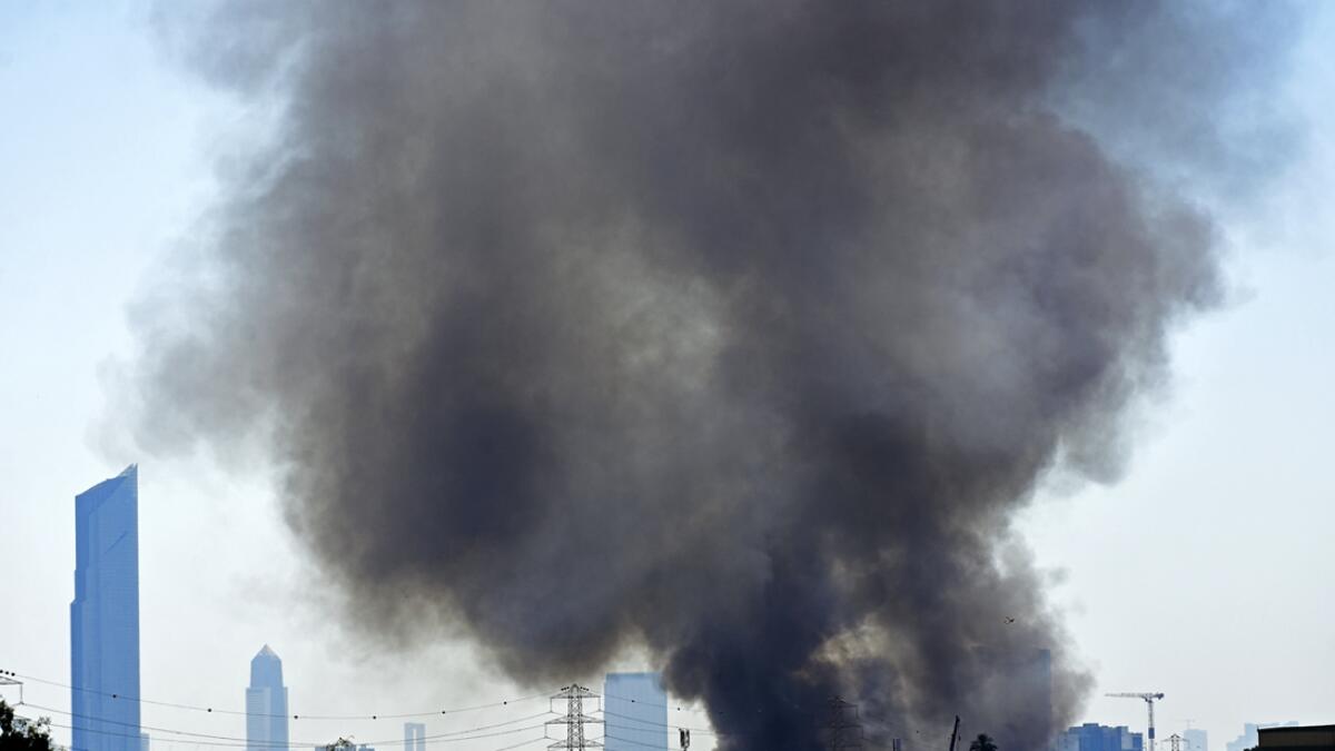 Fire broke out in a wood factory in Dubai’s Umm Ramool area, Dubai, United Arab Emirates. Photo: Shihab/Khaleej Times