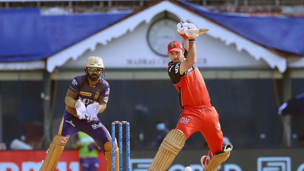 Glenn Maxwell of Royal Challengers Bangalore plays a shot during the IPL match against Kolkata Knight Riders. — ANI