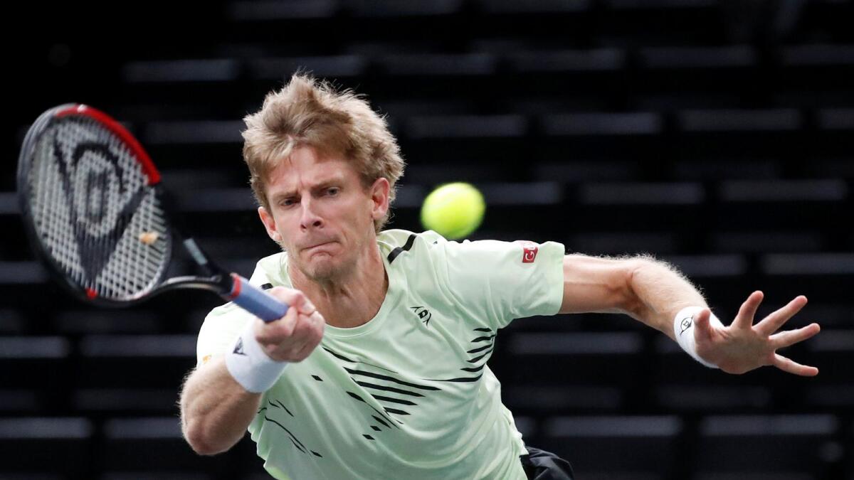 FILE PHOTO: Tennis - ATP Masters 1000 - Paris Masters - AccorHotels Arena, Paris, France - November 4, 2020  South Africa's Kevin Anderson in action during his second round match against Russia's Daniil Medvedev  REUTERS/Gonzalo Fuentes