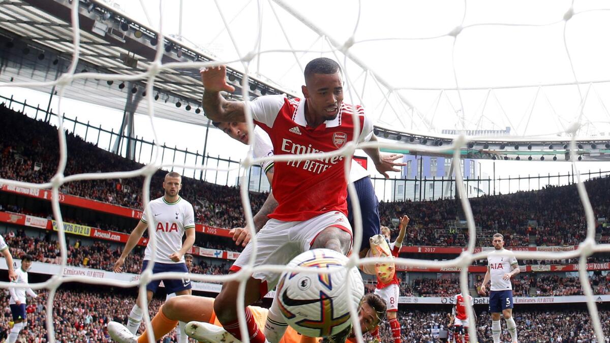 Arsenal's Gabriel Jesus scores their second goal. — Reuters