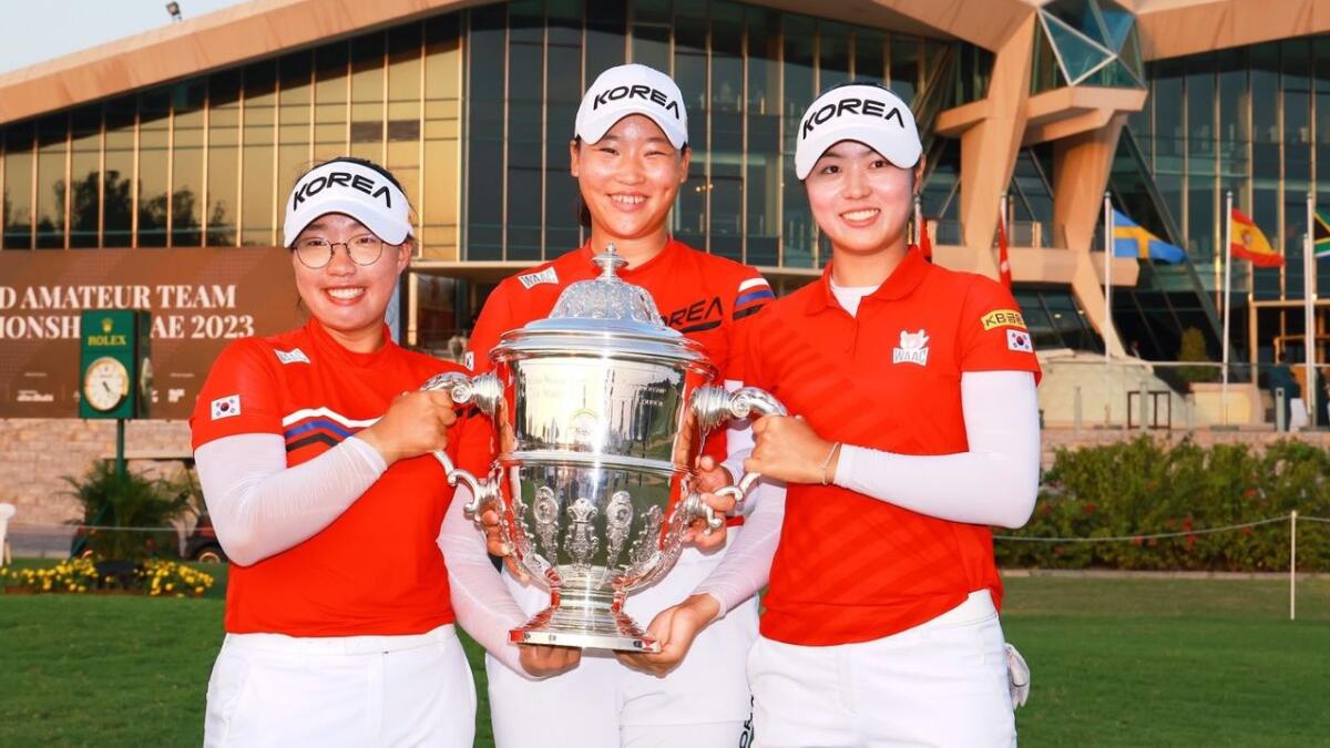 The winning South Korea Team in the Espirito Santo Trophy held at Abu Dhabi Golf Club.- Supplied photo