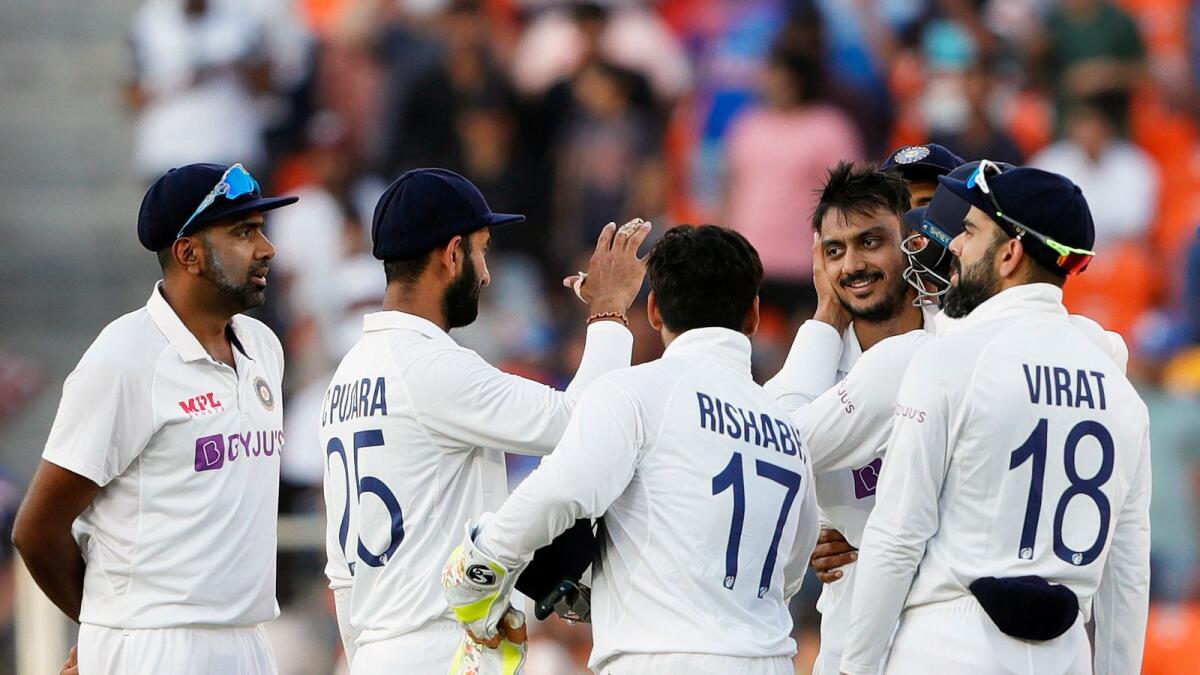 India's Axar Patel celebrates dismissal of England's Joe Root during 2nd day of the 3rd Test match. — ANI