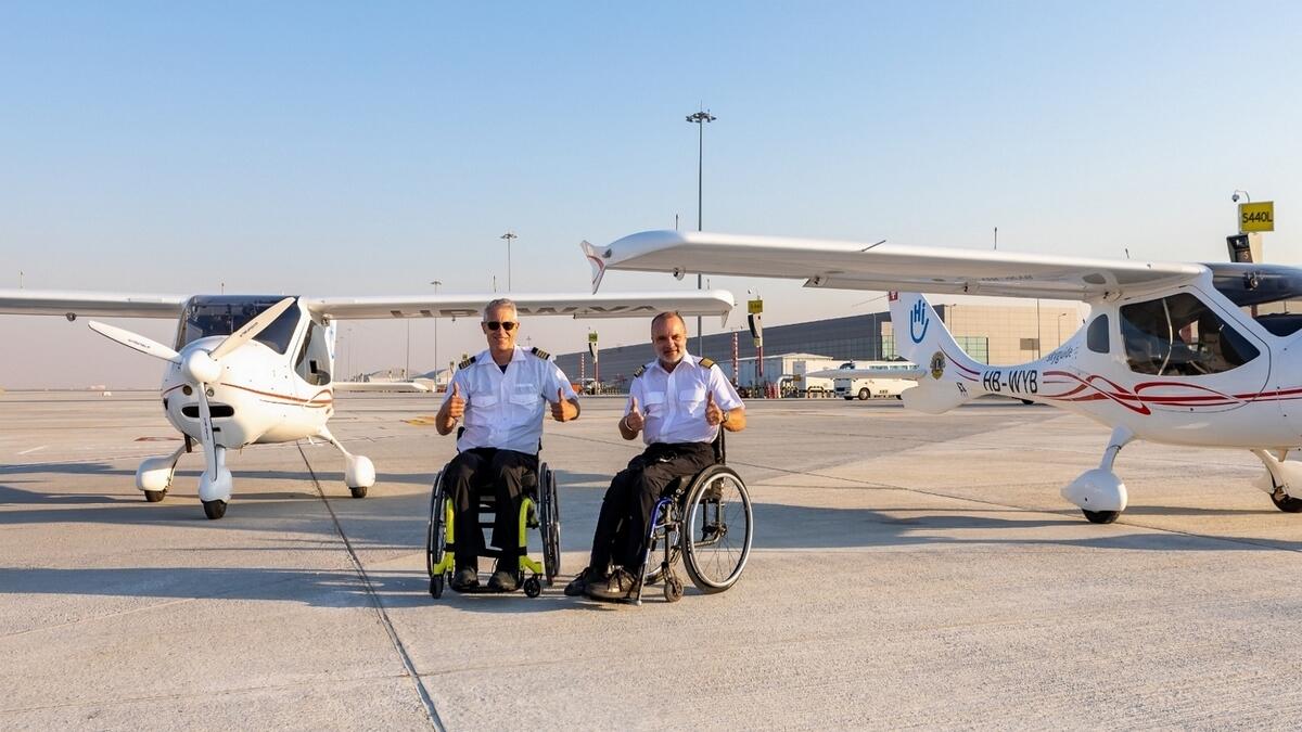 Pilots on wheelchairs reach Dubai during world tour 