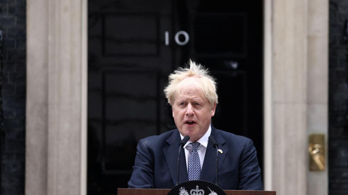 British Prime Minister Boris Johnson makes a statement at Downing Street in London, Britain, July 7, 2022. Photo: Reuters