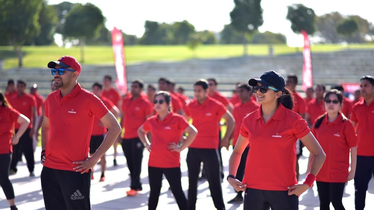 Dubais Joyalukkas group accepts Fitness Challenge, marks Diabetes Day with exercise session
