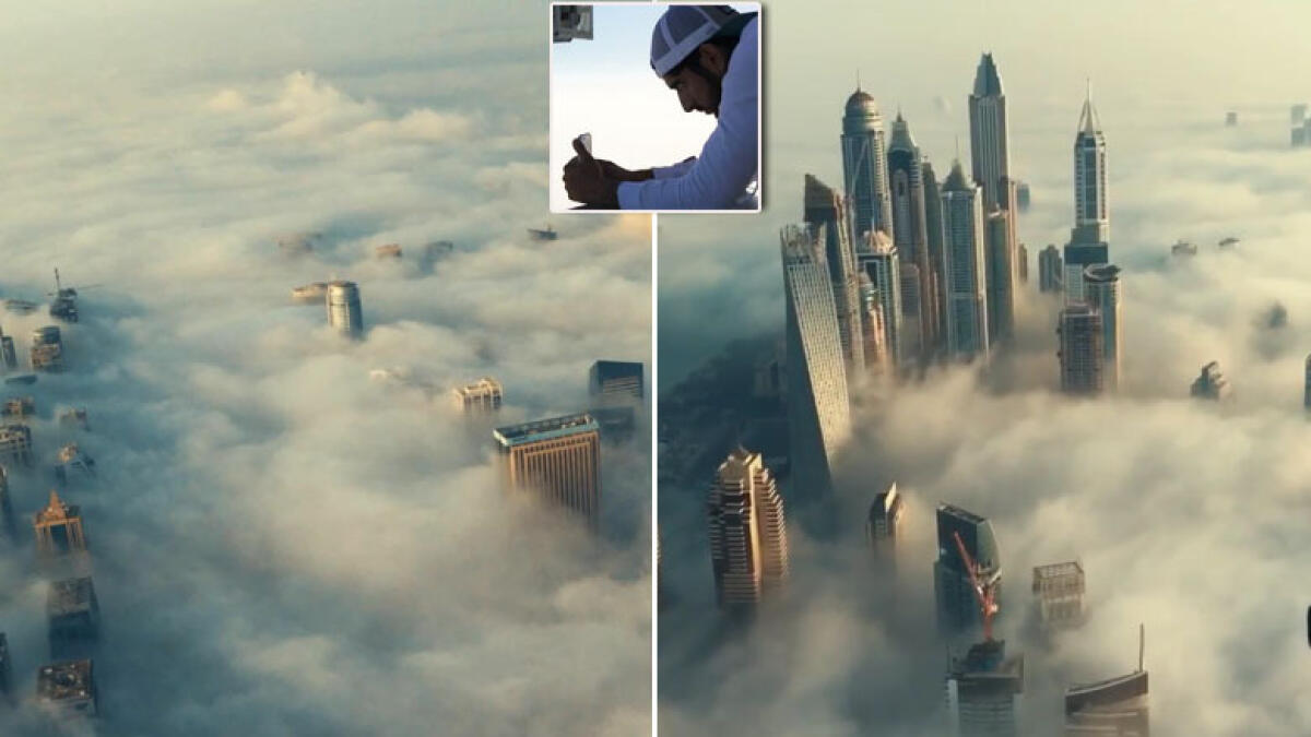 Shaikh Hamdans extreme Dubai fog photos from a chopper