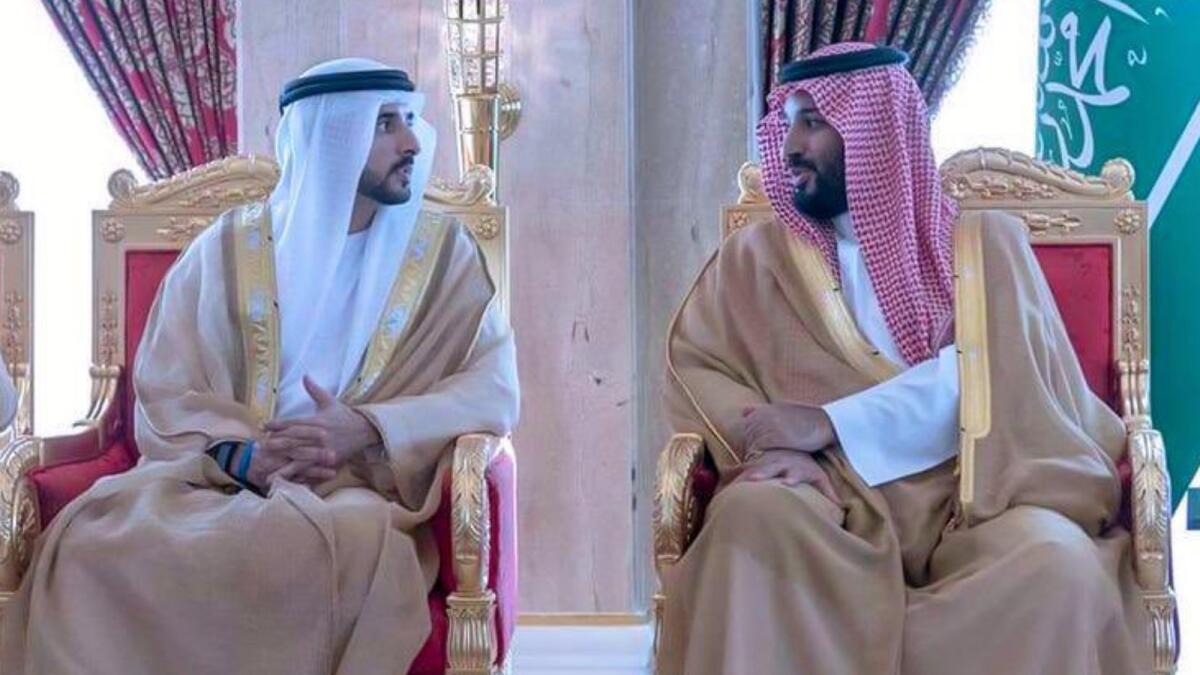 Sheikh Hamdan and Prince Mohammed bin Salman. — Courtesy: Twitter