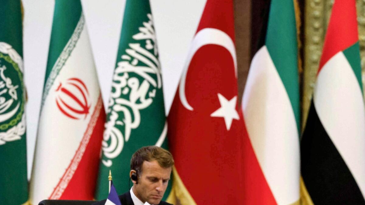 French President Emmanuel Macron at the Baghdad Conference. — AFP