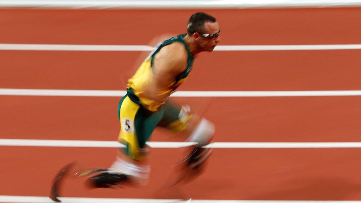 Oscar Pistorius competes in his men's 400m semi-final during the London 2012 Olympic Games in 2012. — Reuters file