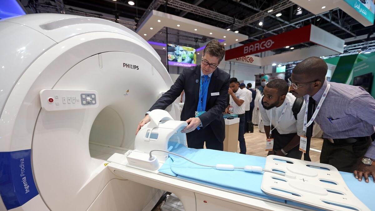 CT Scan by Philips on display during the Arab Health 2018 at the Dubai World Trade Centre.- Photo by Dhes Handumon