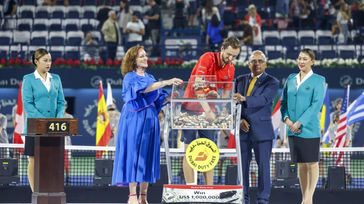 Russian tennis player Daniil Medvedev draws the winning ticket. Photo: Supplied