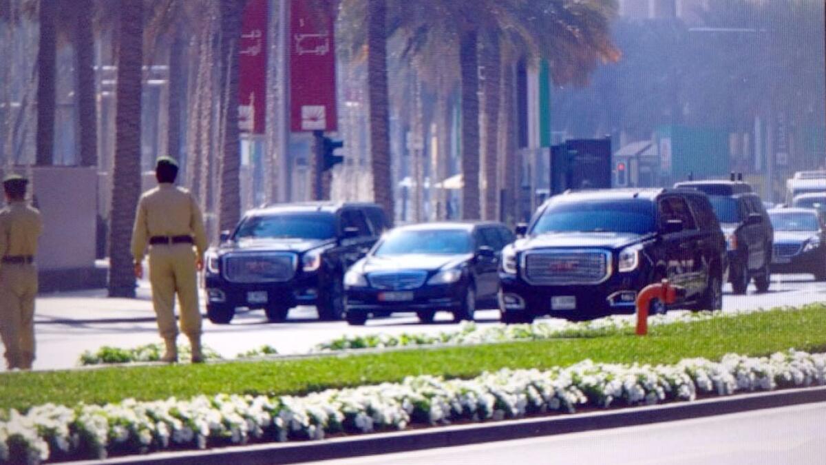 Indian Prime Minister Narendra Modi's convoy arriving at Dubai Opera on Sunday Photo by Neeraj murali