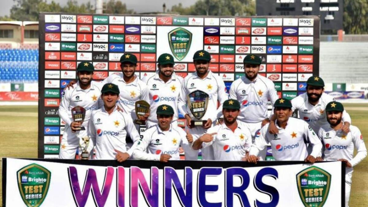 The Pakistan team after their Test series win over South Africa. (Babar Azam's Twitter handle)