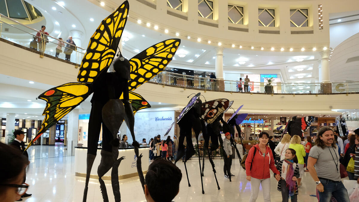 Butterfly performers attract visitors at Deira CityCentre.