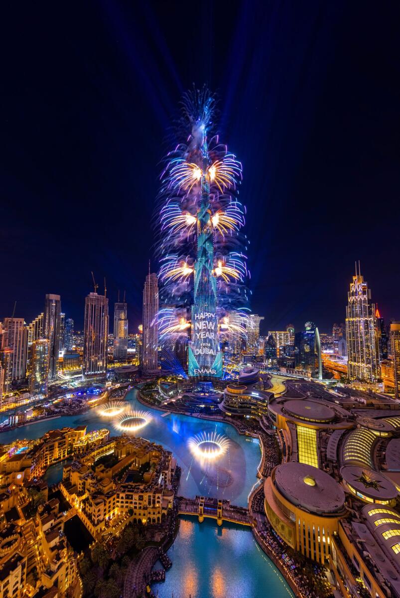 Raihan's click of Burj Khalifa during New Year's fireworks from Address Downtown