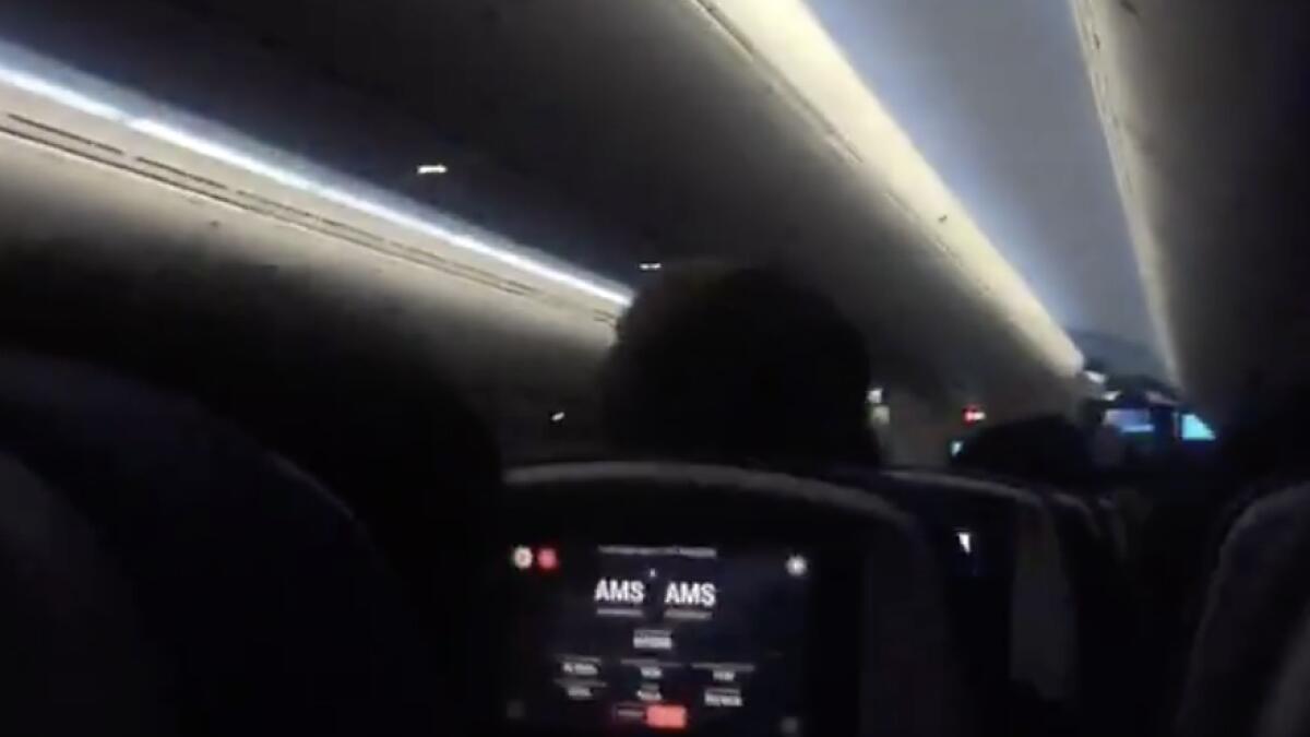 air europe flight turbulence, storm ciara, emirates flights cancelled, woman screaming, viral video