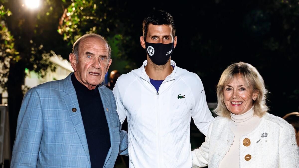 Colm and Breeda McLoughlin with Novak Djokovic