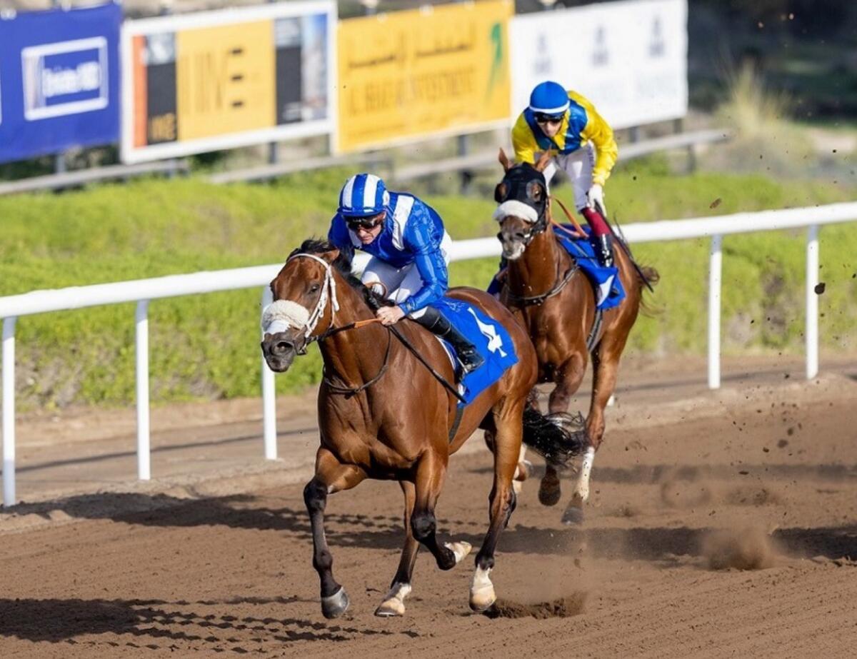 Fanaar and Dane O'Neill win the Jebel Ali Mile (Sponsored by Shadwell), the biggest race of the season at Jebel Ali Racecourse. — DHRIC