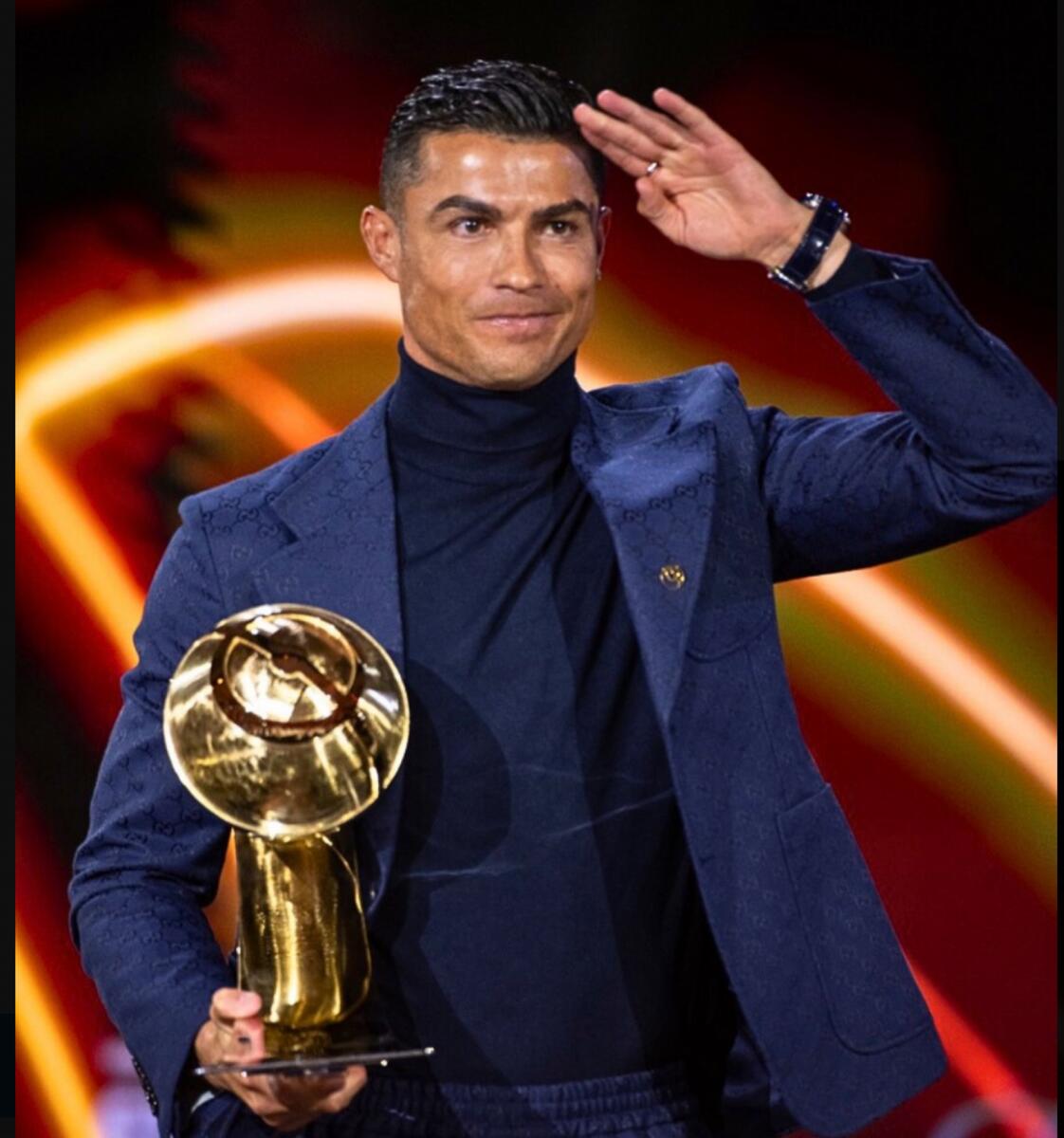 Cristiano Ronaldo at the Globe Soccer Awards in Dubai on Friday night. — X