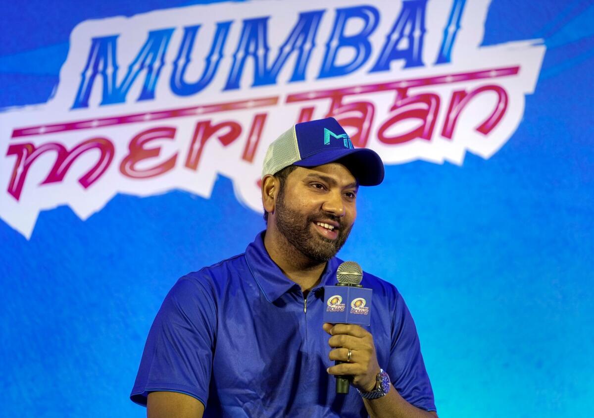 Mumbai Indians captain Rohit Sharma speaks during a press conference ahead of the IPL 2023 in Mumbai on Wednesday. — PTI