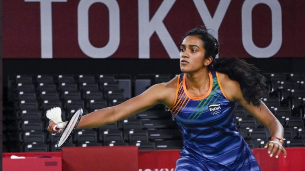 PV Sindhu during her match on Friday. (Twitter)