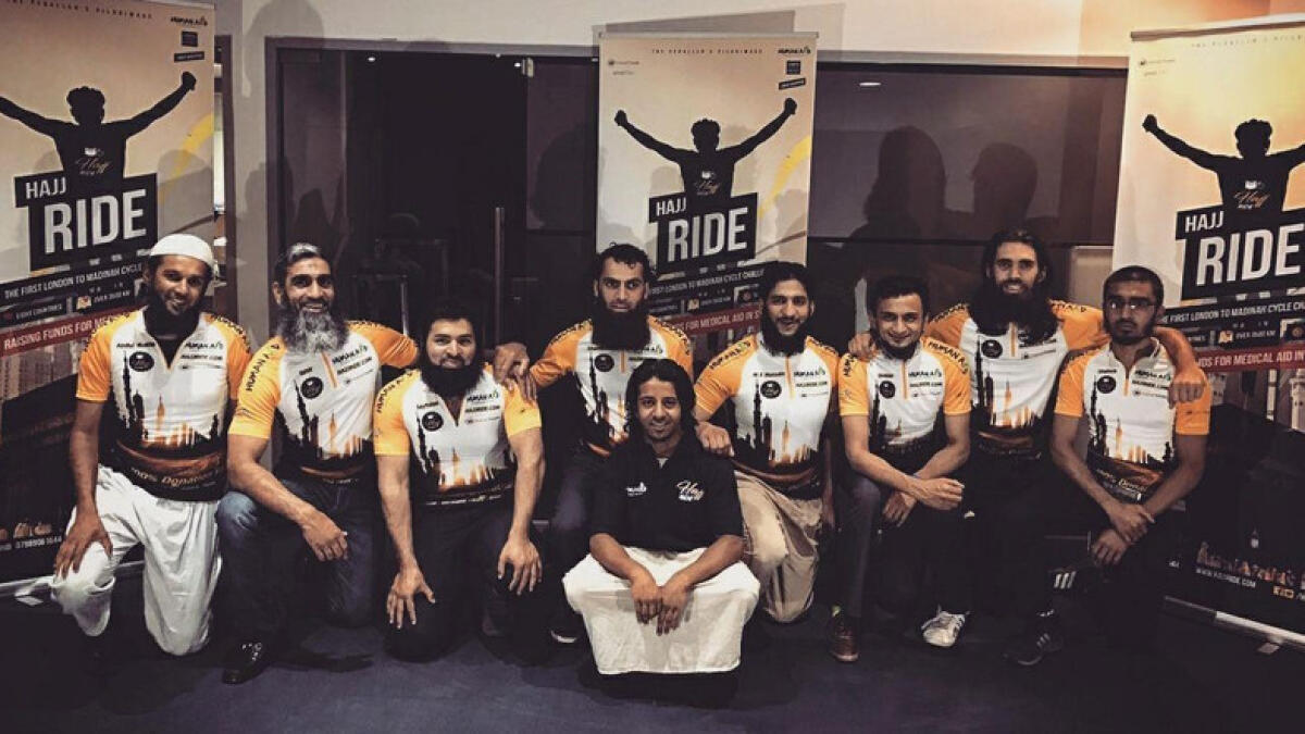 Eight men cycle from London to Saudi for Haj for noble cause