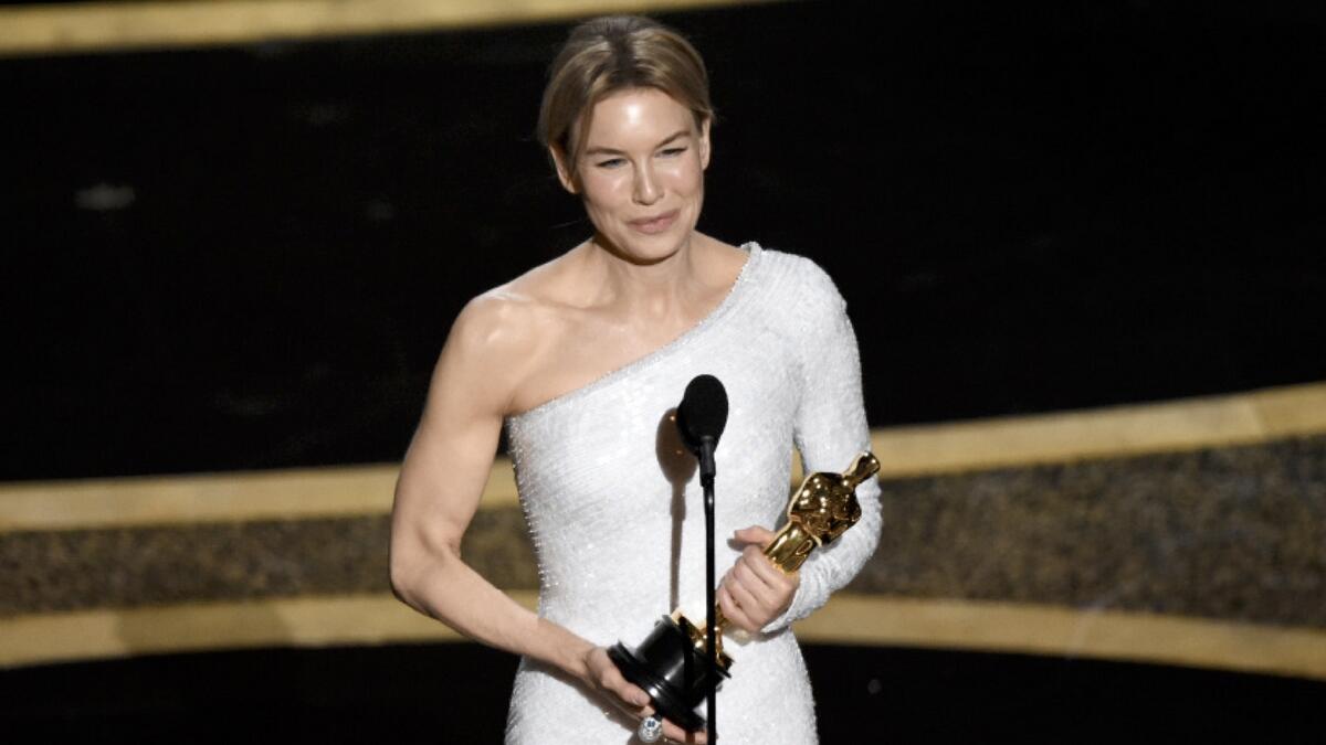 Renee Zellweger wins Oscar again. With her best actress win for ‘Judy,’ she becomes the seventh female performer in history to have wins in both the lead and supporting actress categories.